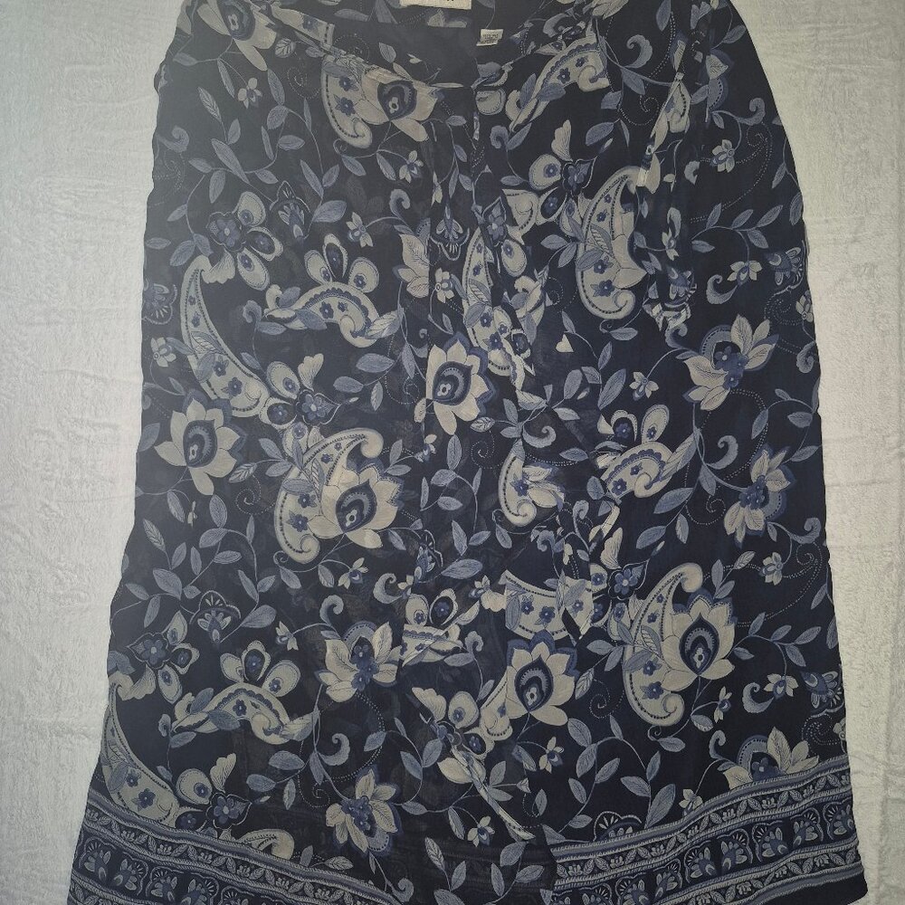 Valerie Stevens 100% Silk Boho Cottagecore Floral Midi Skirt 20W Lagenlook Y2K